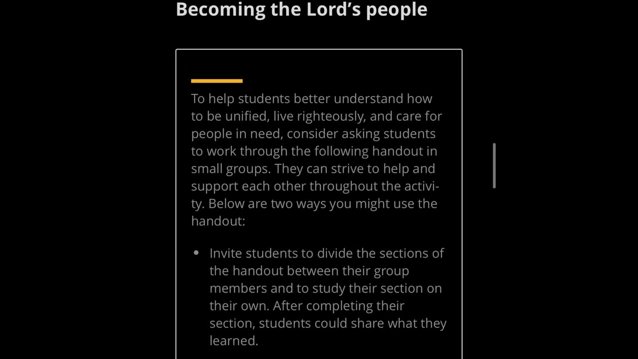 Moses 7:1-21 active teaching idea
