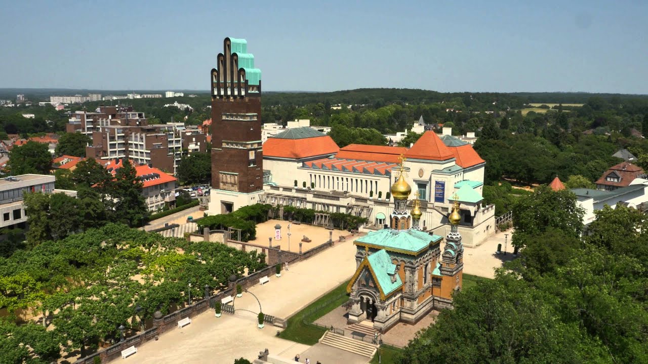 Mathildenh&ouml;he Darmstadt 4K Aerials - by Skynamic Stock Footage