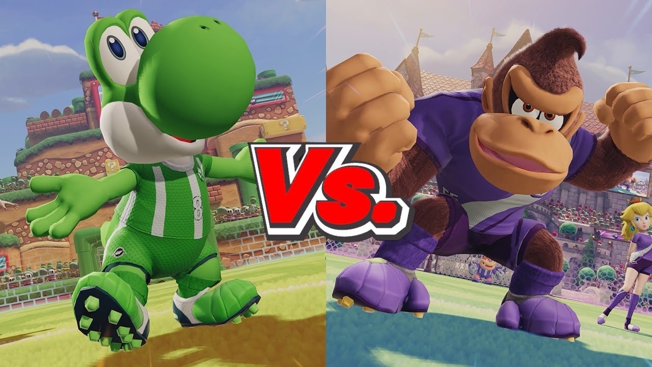 Mario Strikers Battle League - Yoshi (Warriors) Vs. Donkey Kong (Spikes)