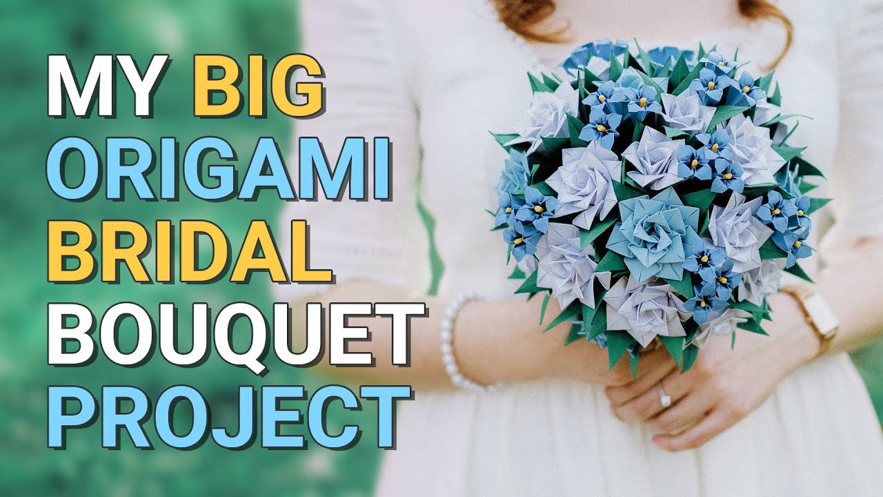 💐 My BIG origami BRIDAL BOUQUET project 💙💠💍 ORIGAMI FLOWER / PAPER FLOWER 