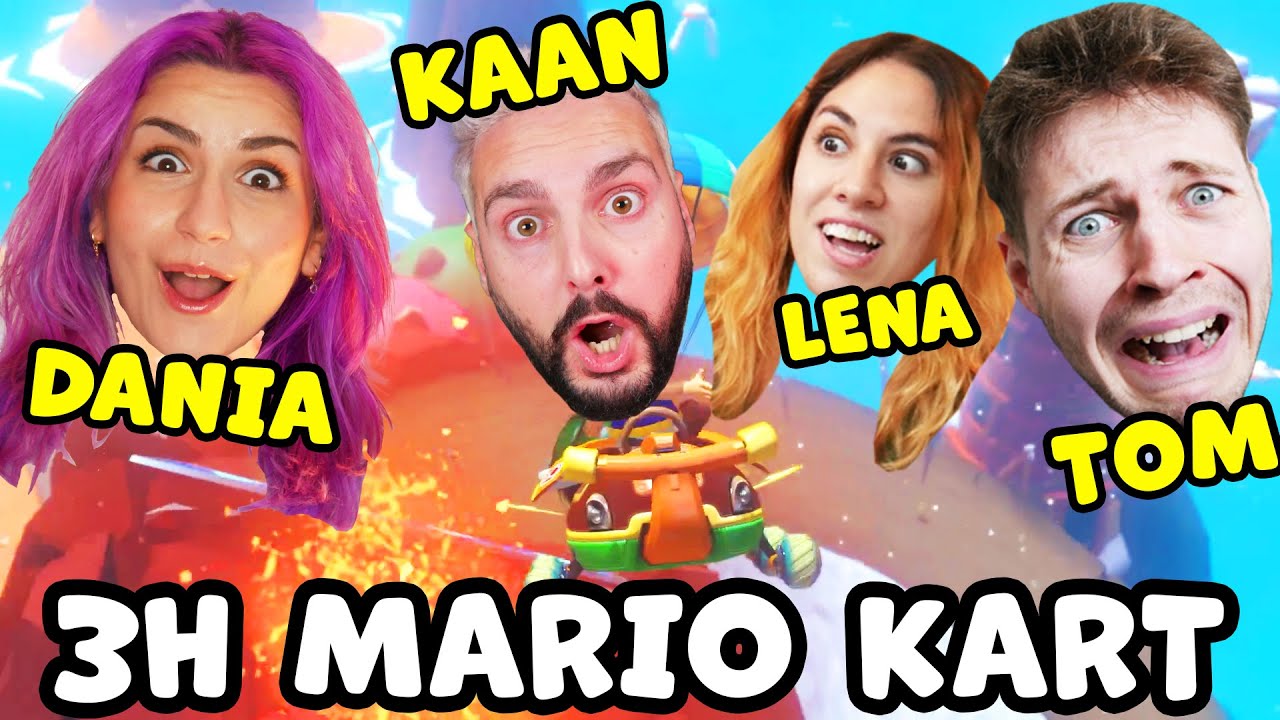 4 FREUNDE SPIELEN 3 STUNDE MARIO KART! Mit Kaan, Tom, Dania & Lena