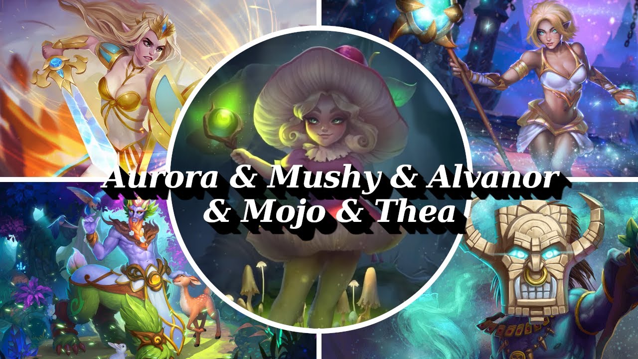 Hero Wars Mobile Mushy and Shroom with Aurora Alvanor Mojo Thea
