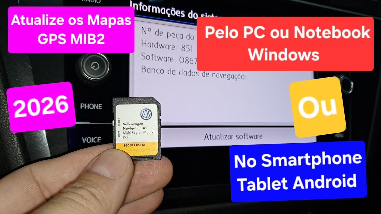 Atualização Mapas GPS 2026 Mib2 Discover Media Volkswagen