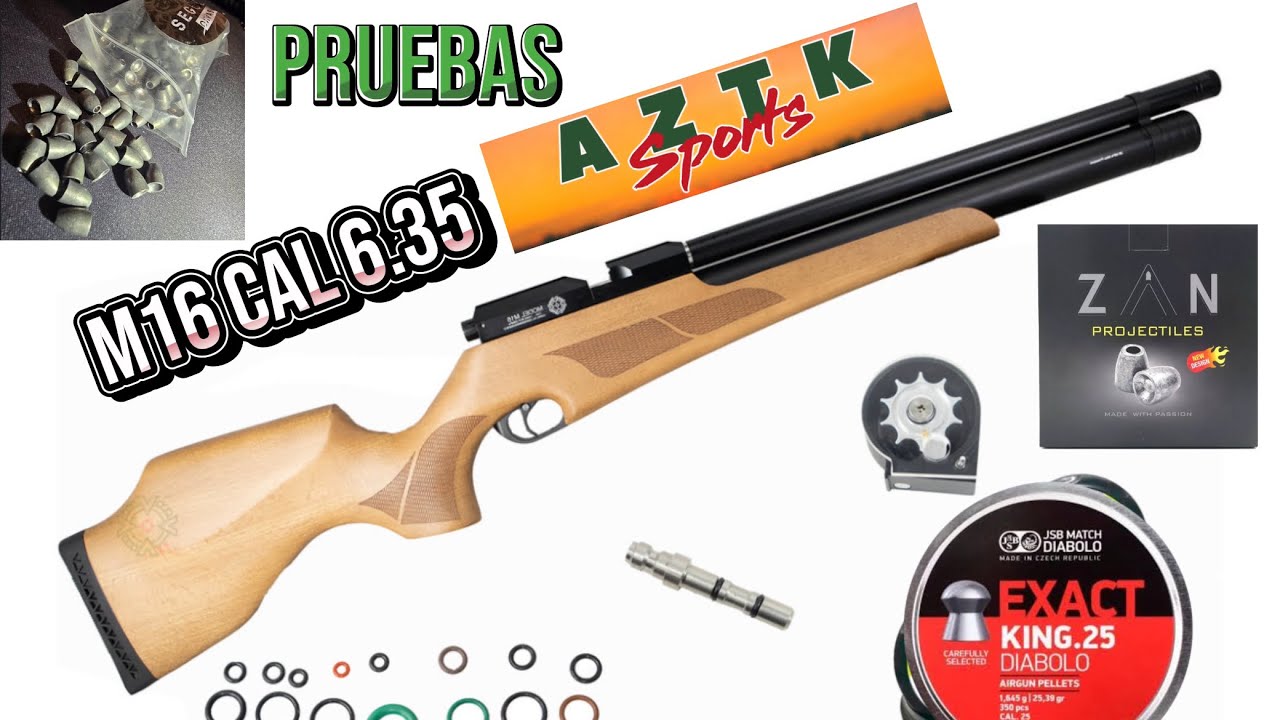 RIFLE M16 pcp PRUEBAS CON DIFERENTES OJIVAS Y PELLET #pcpairguns #rifledeaire