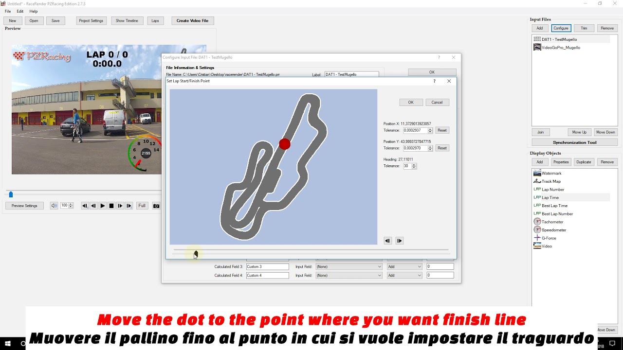 RaceRender by PZRacing: come impostare il traguardo.