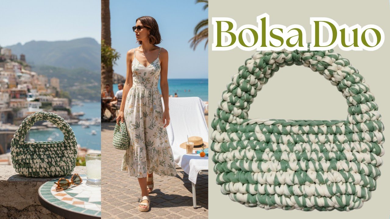 Bolsa Duo Crochê Gringa - Tendência Pinterest - Faça em 2h