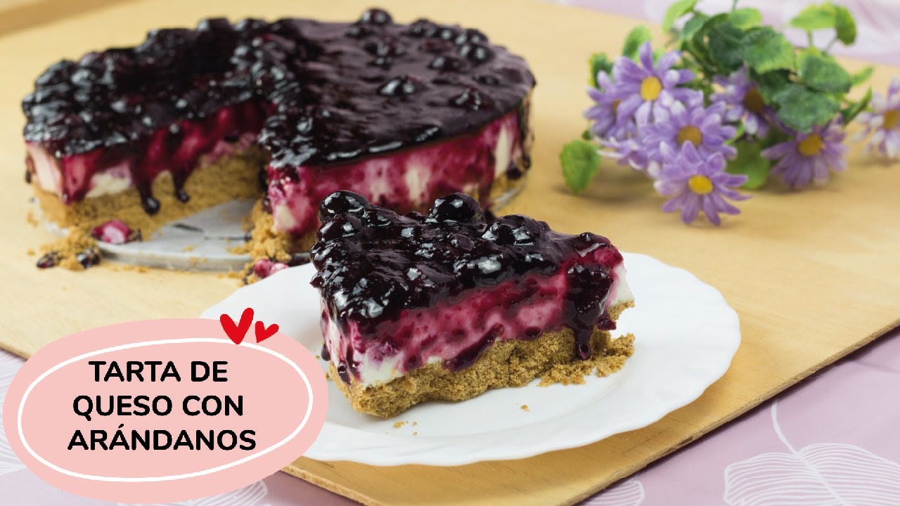 Cómo hacer TARTA DE QUESO casera con ARÁNDANOS 🍰🧀  l RECETA FÁCIL SIN HORNO 🥧