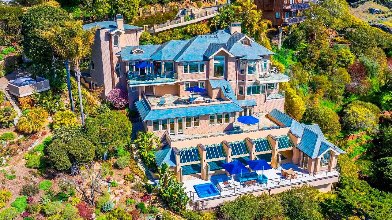 Expensive luxury mega mansion on the slopes of Belvedere Island in California USA worth $29,000,000.