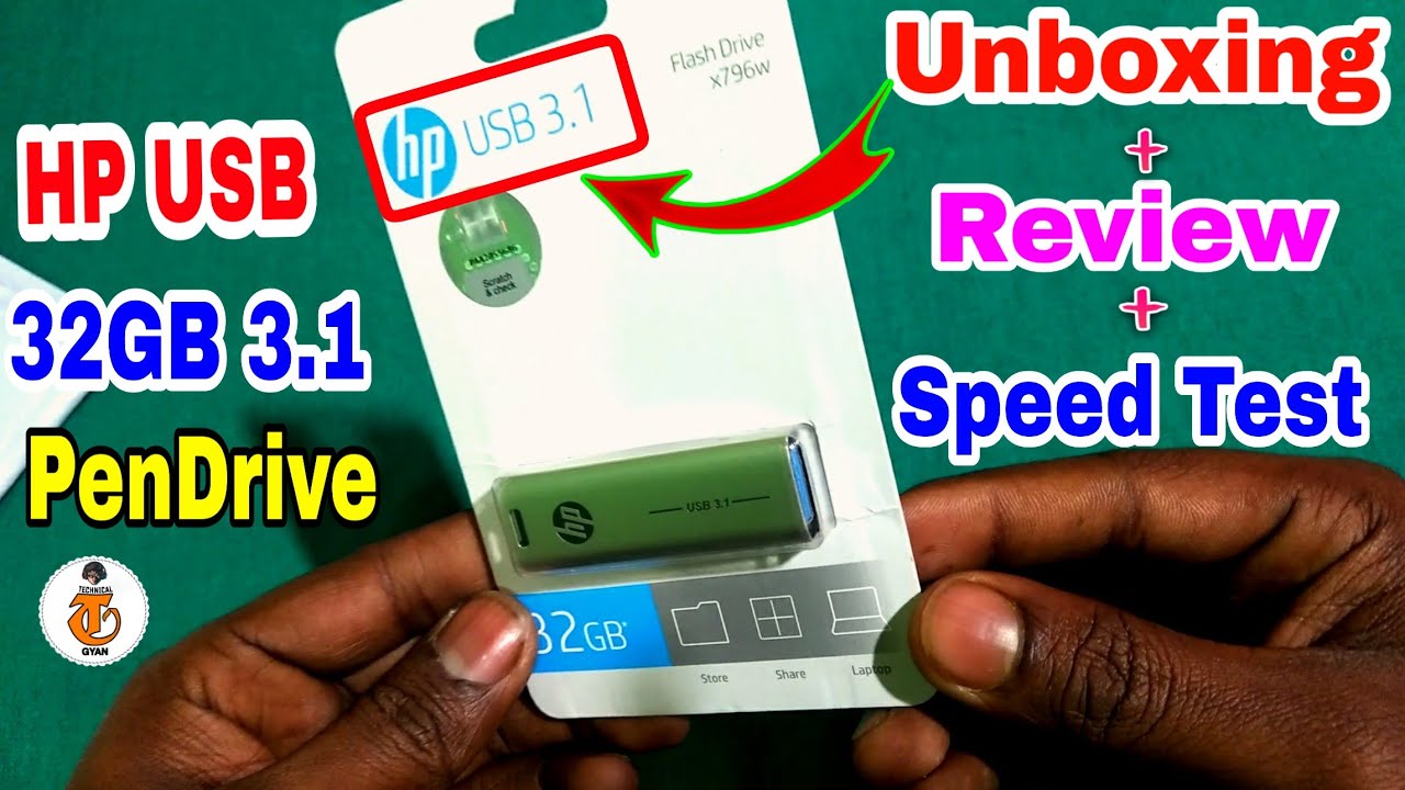 HP USB 3.1 32GB x796w Flash Drive || HP Pendrive 32gb 3.1 unboxing & Speed test - PC, Laptop & Phone