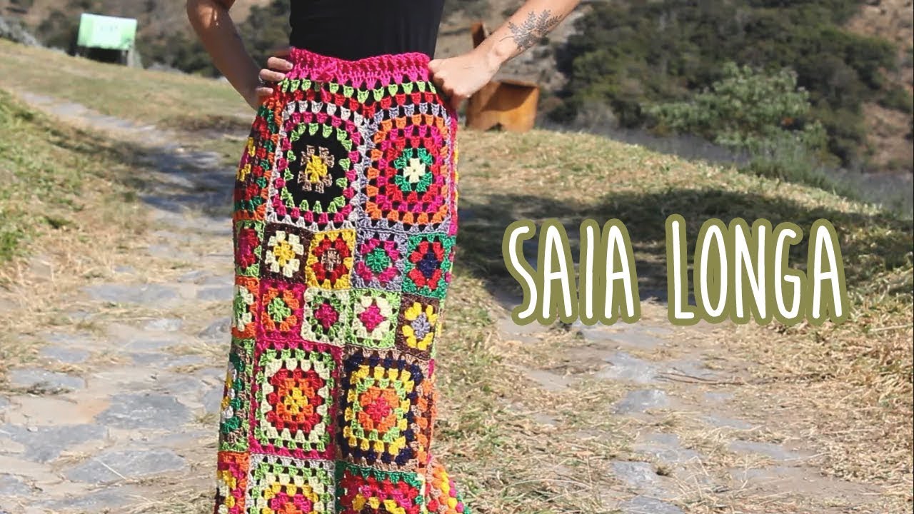 SAIA LONGA DE SQUARES - Crochê