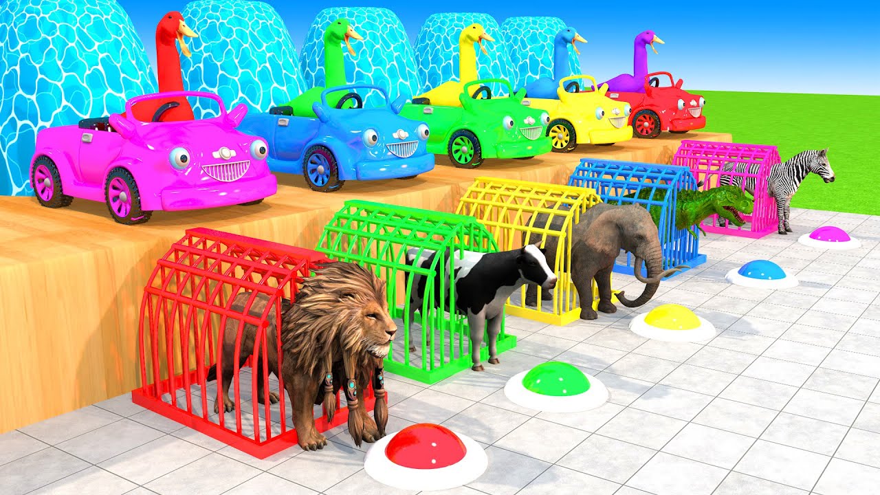 4 Giant Duck Cartoon,Lion,Cow,Rabbit,Gorilla,Elephant,Dog,Cat Wild Animals Crossing Fountain 2023