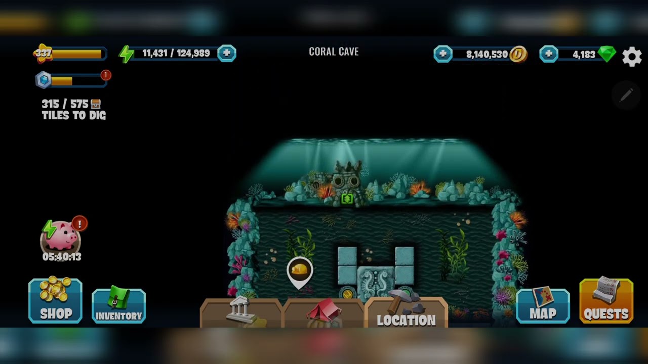 Coral Cave|Gaia|Atlantis|Diggy's Adventure 