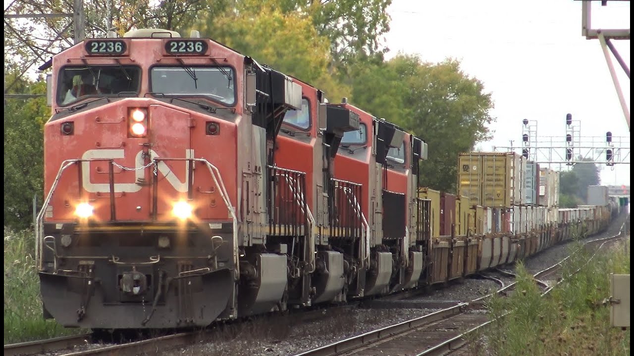 [4K!] 4 Elephant-Style CN Engines power this 12,000 Foot Train!