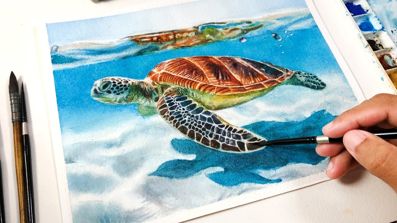 Painting a Sea Turtle in Watercolor