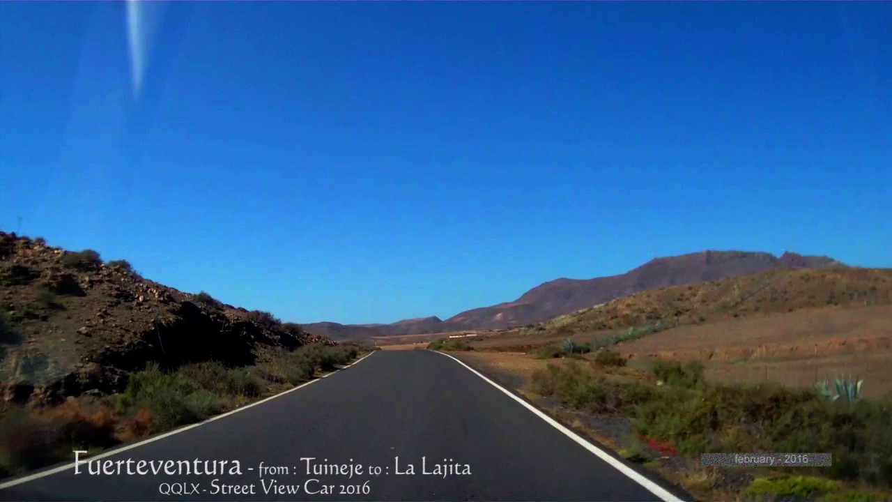 315 Fuerteventura - from Tuineje to La Lajita - Street view 2016 Driving through
