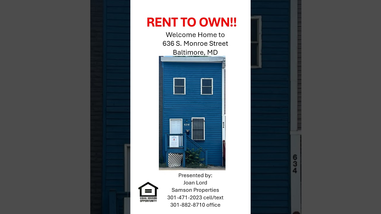 Rent to OWN!!! 636 Baltimore Street, Baltimore, MD 