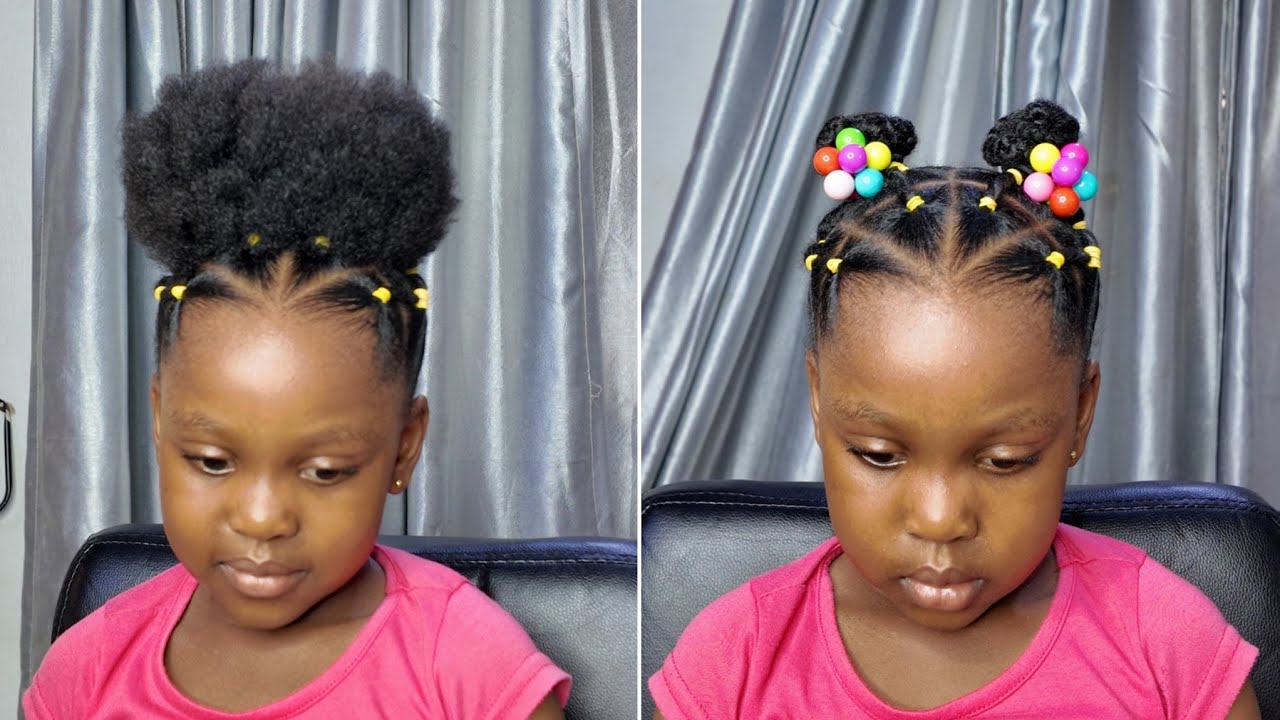Best Natural Hair Styles for Black Kids |  Easy Hairstyle on Short 4C Hair | Rubber bands hairstyle