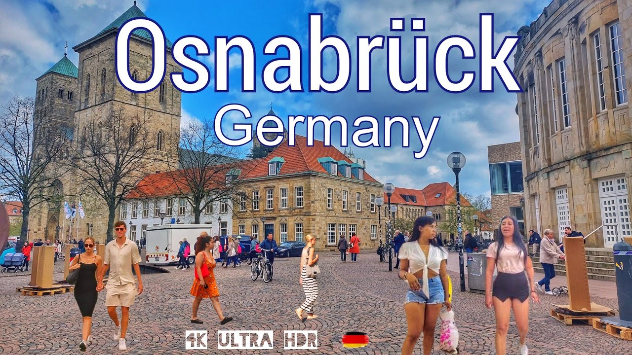 Osnabrück  Germany,  tour in Osnabrück in summer, very busy city 4K HDR
