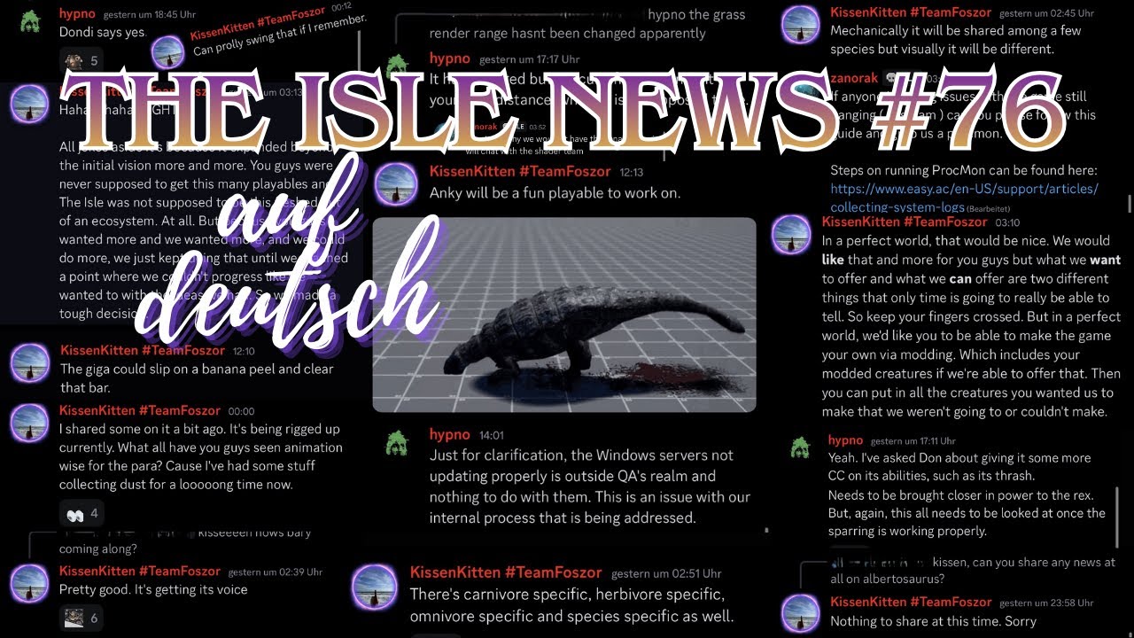 The Isle News #76 - auf DEUTSCH: Alberto, Anky, Bary, Beipi, Bugs, Giga, Modding, Para, Quetz, Rex..