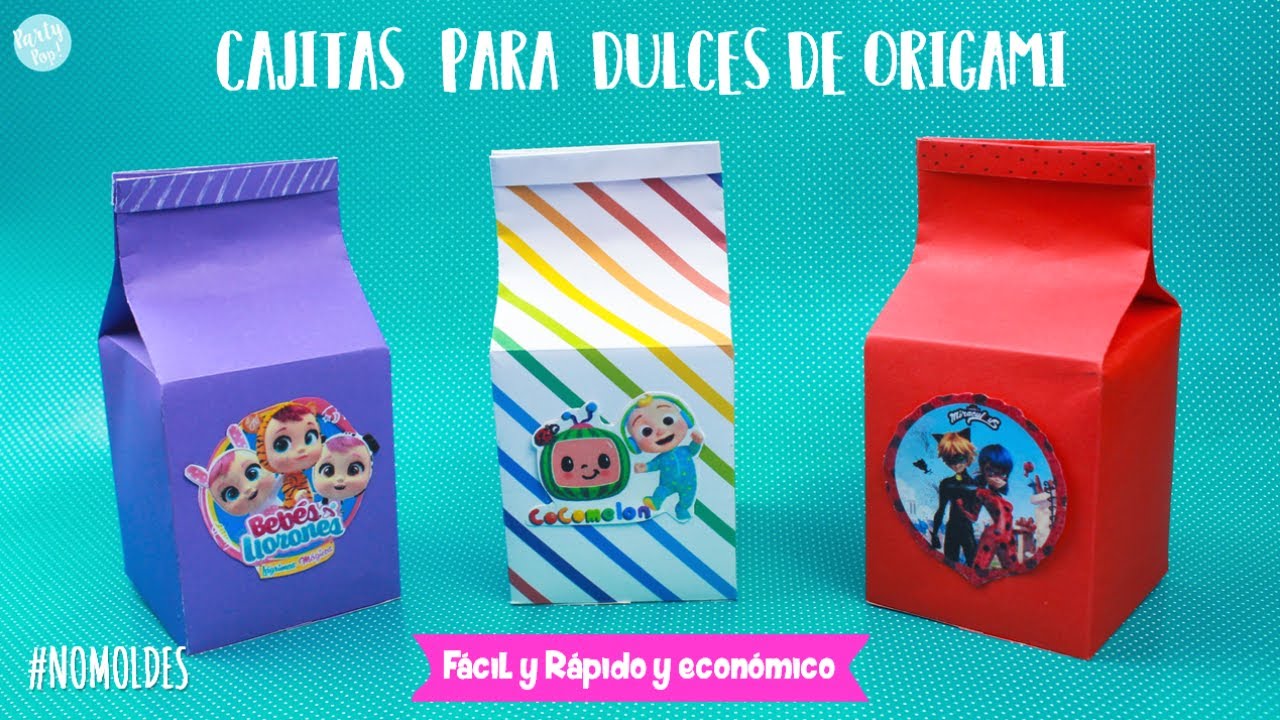 Cajas de leche de papel origami - Dulceros para tus fiestas - DIY FIESTA |Partypop DIY🎉|
