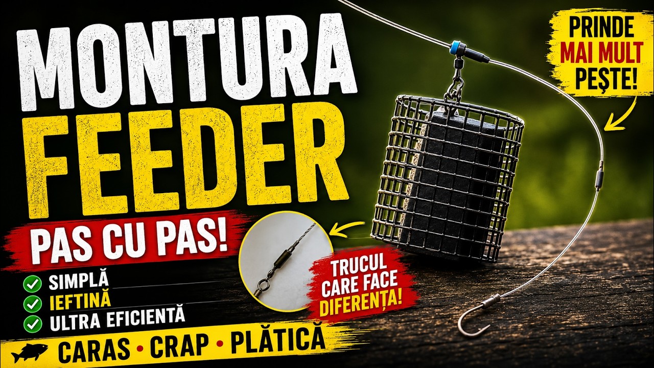 Montura de pescuit la feeder pe Dunăre cu coșuleț,cea mai ieftină și simplă.