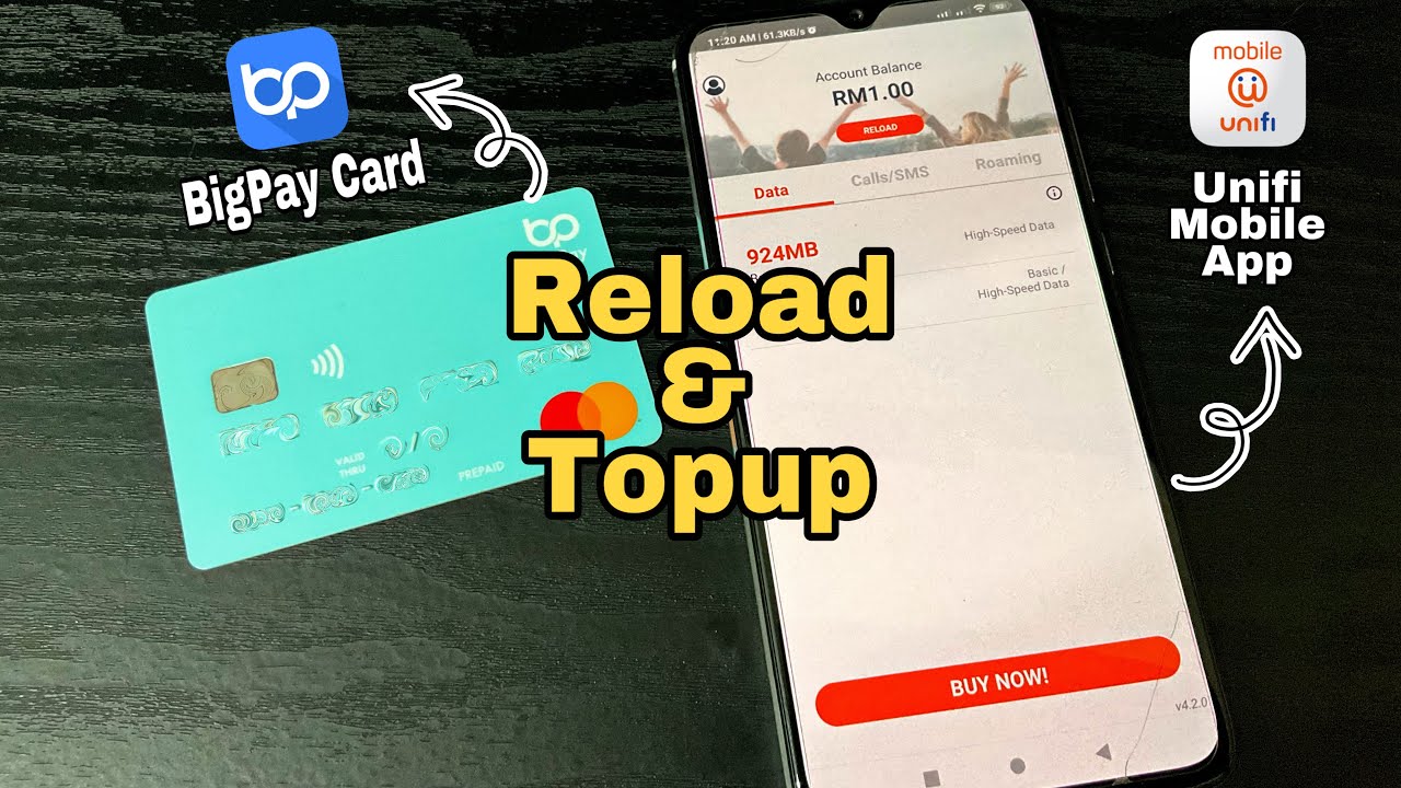 Cara tambah BigPay kad, Reload & Topup Data di Unifi Mobile App 2022 (eng sub)