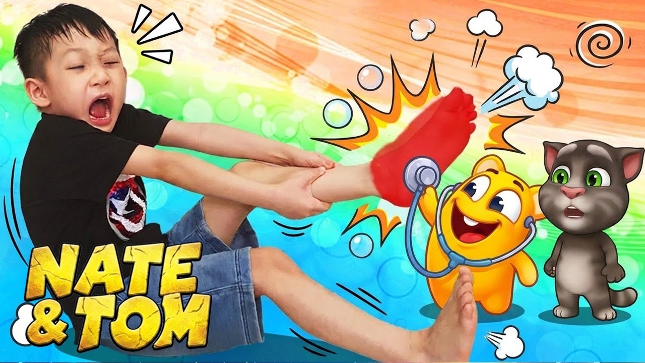 😭🚑 Boo Boo Story for Kids from Nate and Kate & Talking Tom in Real Life and more Nate stories