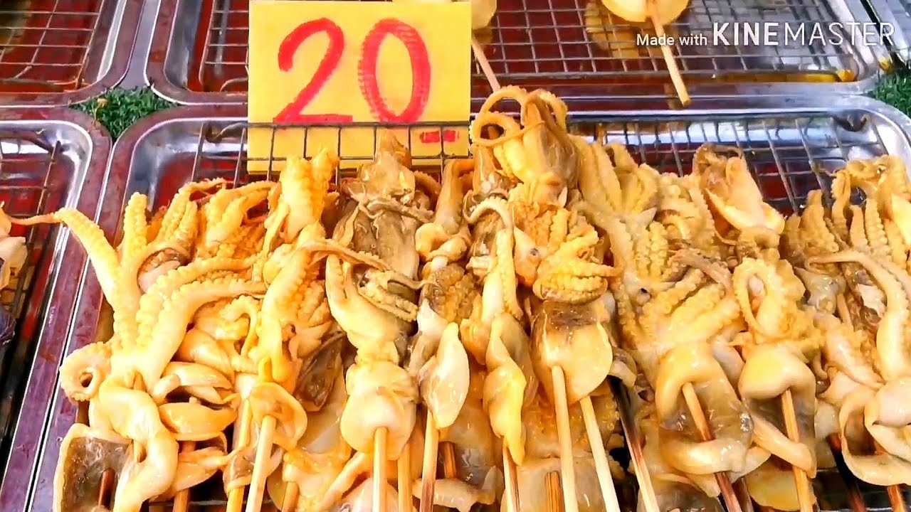 หมึกย่างคนรุม 20บาทย่างไม่ทัน ไขทะลัก​ วัดประดู่​สาย1|puklak_channel​