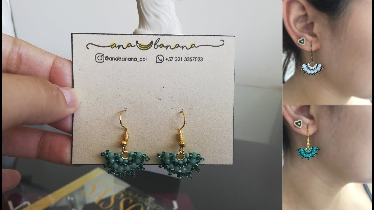 Aretes abanico pequeños en mostacilla / chaquira PASO A PASO