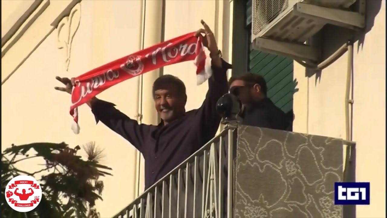 Servizio di TG1 su Sylvester Stallone per la cittadinanza onoraria a Gioia Del Colle Puglia Italia.
