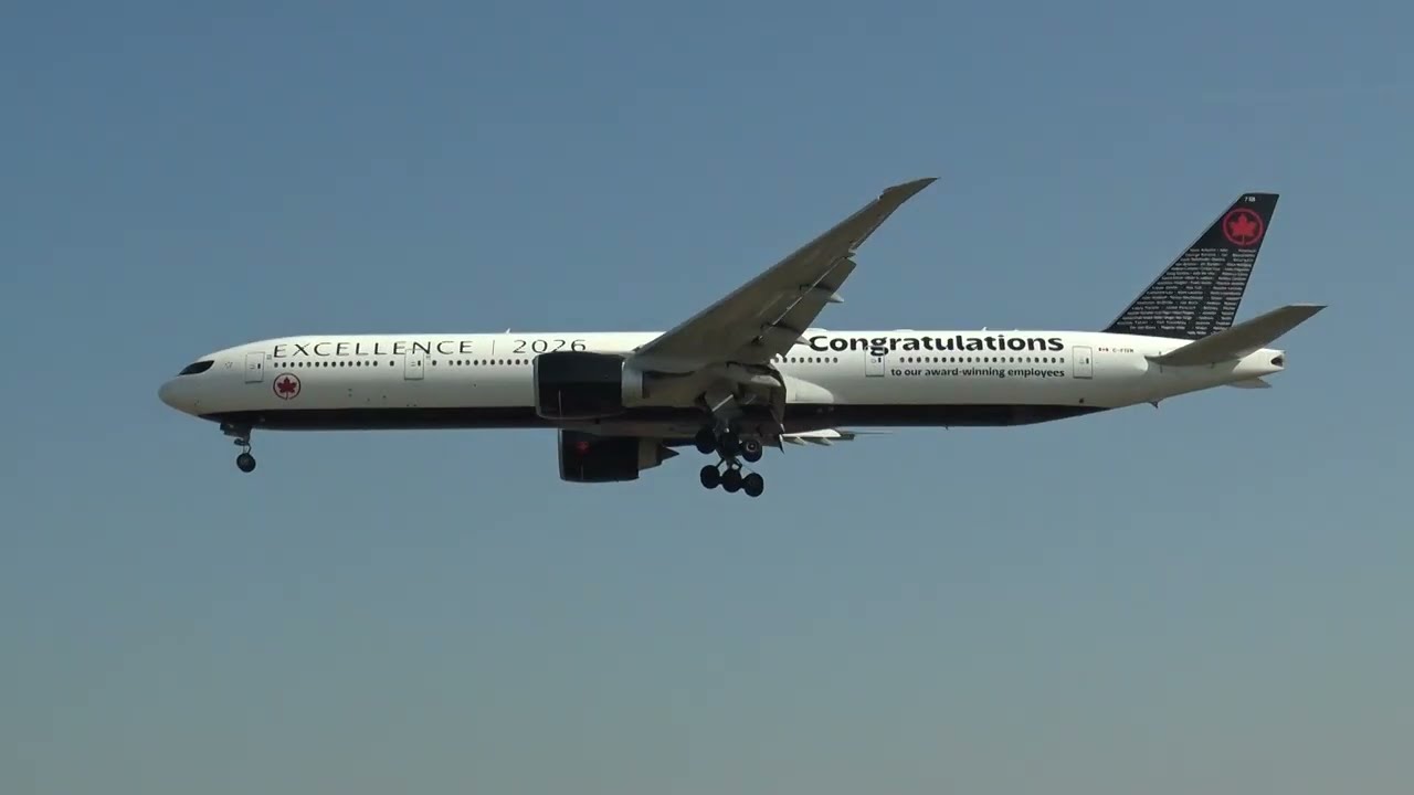 Air Canada Boeing 777-300 C-FIVM Landing London Heathrow 27L ECXELLENCE 2026 LIVERY