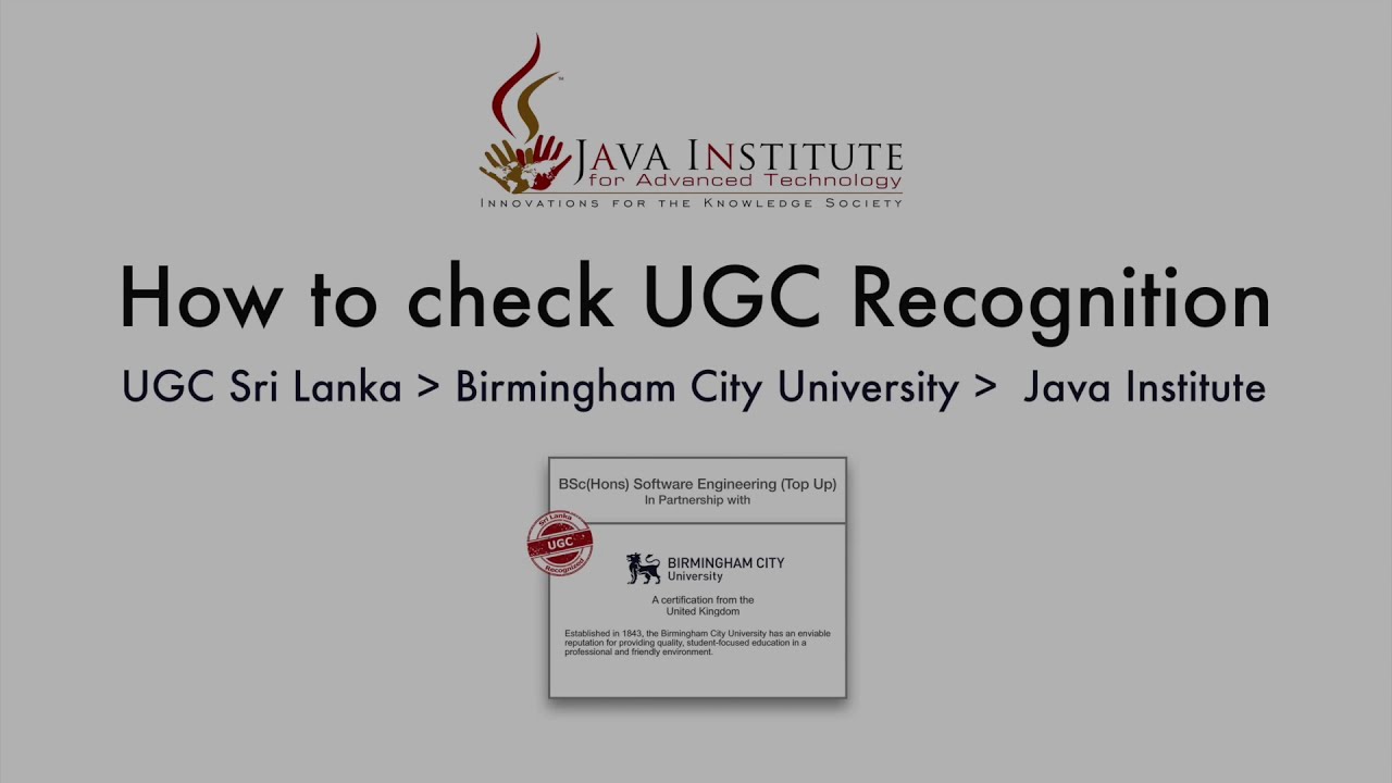 How to check UGC Recognition | BCU | Java Institute for Advanced Technology