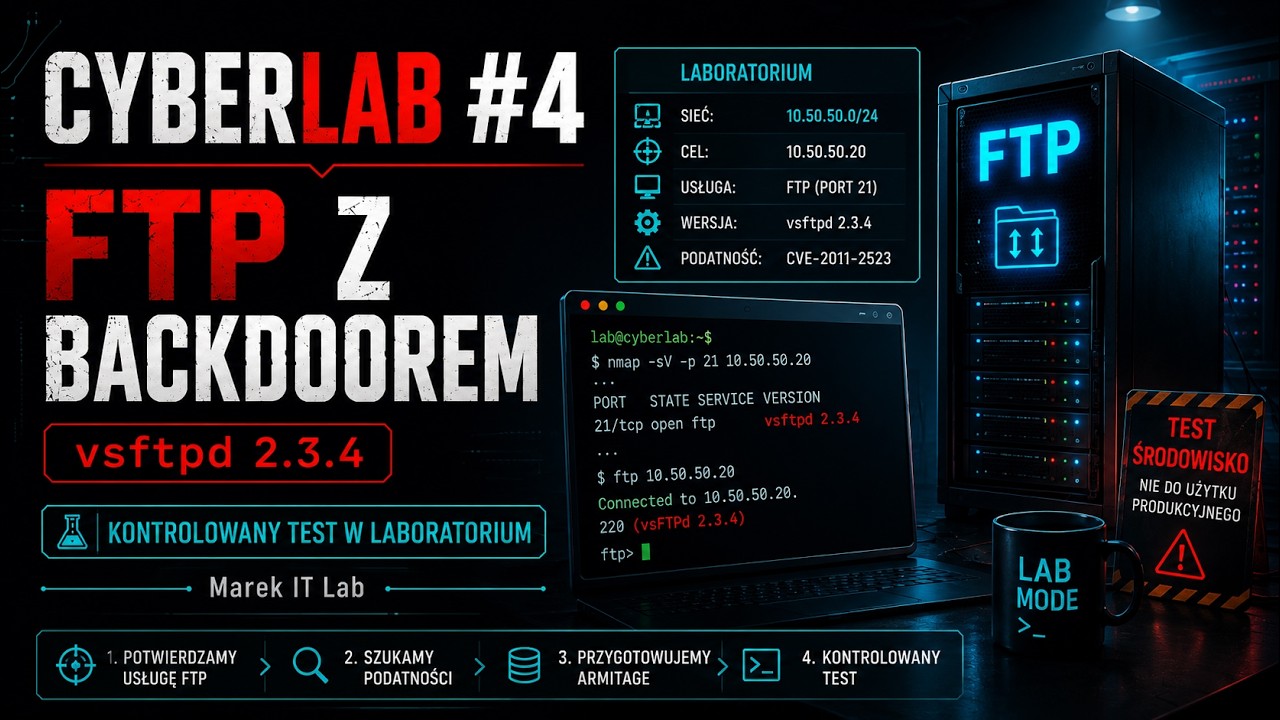 CyberLab &ndash; część 4. ROOT bez hasła przez FTP?! Test podatnego vsftpd 2.3.4