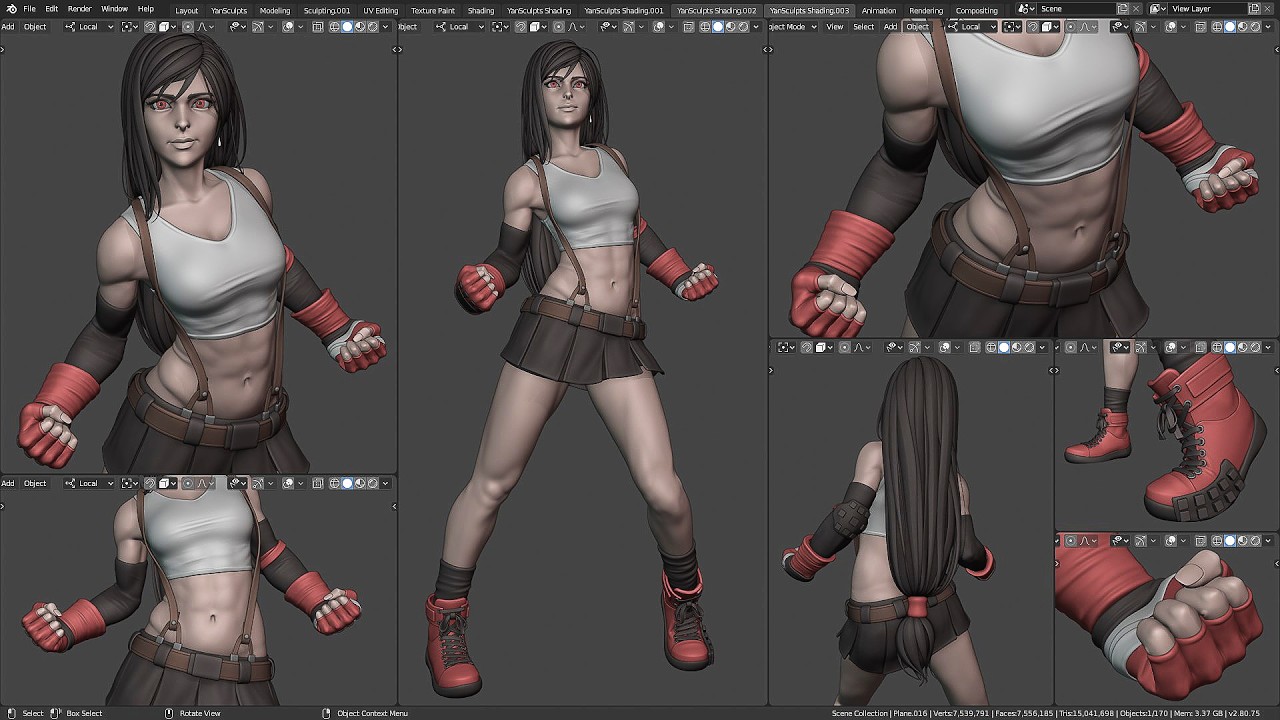Sculpting Tifa Lockhart in Blender