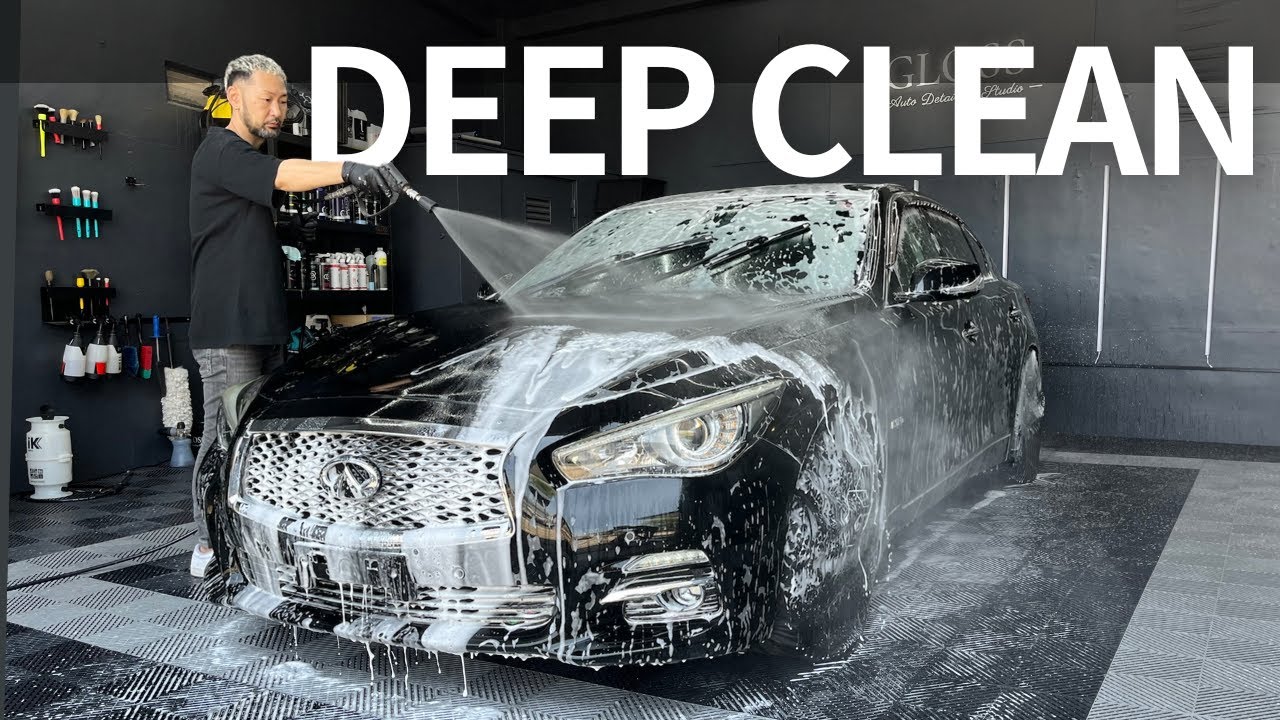 10 Years Old NISSAN SKYLINE DEEP CLEAN & POLISH | Q50 | CAR DETAILING | CAR WASH | ASMR |