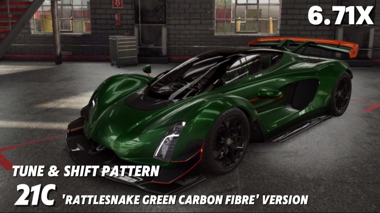 CSR2 | Czinger 21C 'Rattlesnake Green Carbon Fibre' Version • Tune & Shift pattern • 6.71X