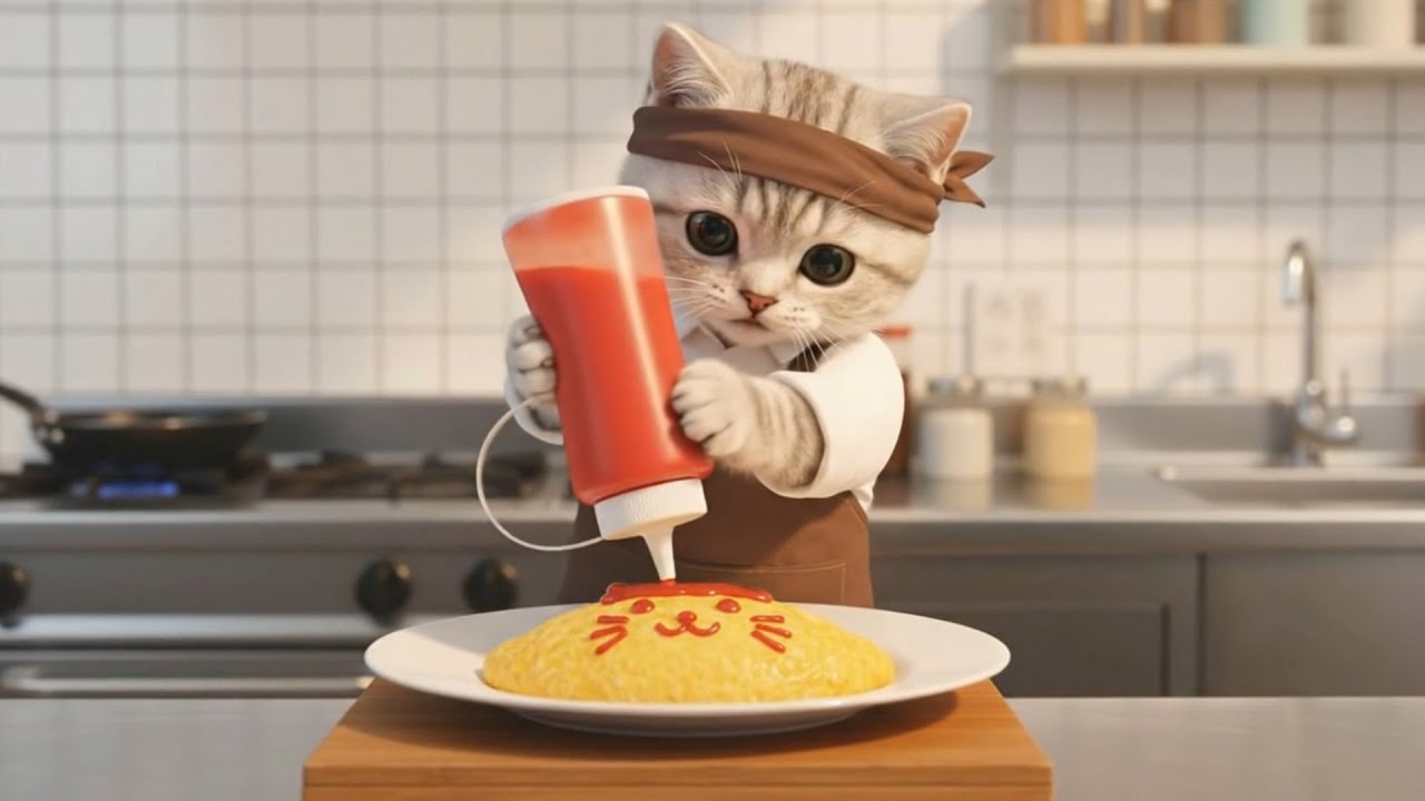 ご注文は!ふわとろオムライス屋さんの店員さん...ねこの一日に密着🐱🍳