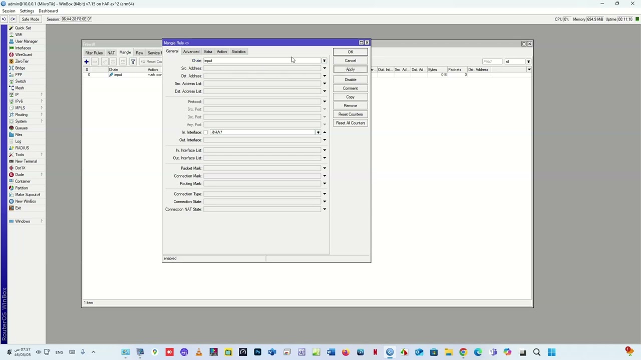 MIKROTIK LOADBALANCE PCC V7 دمج خطين انترنت