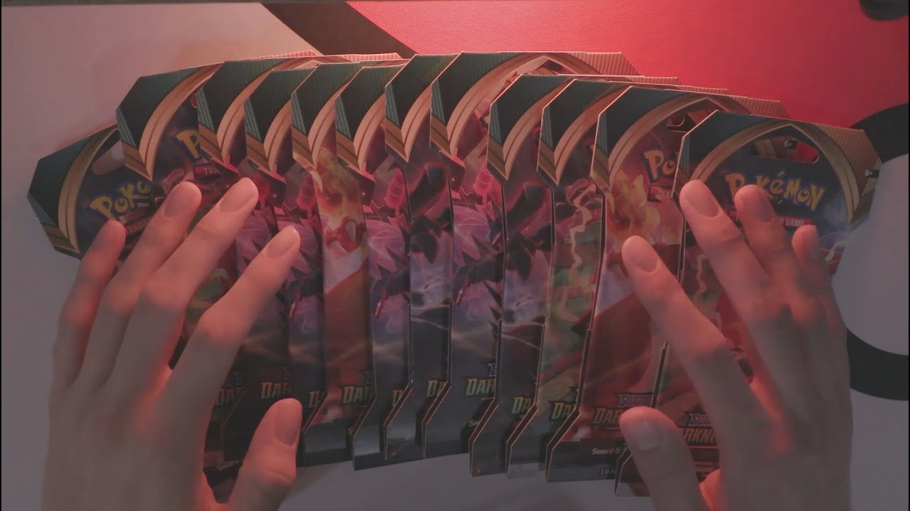 ASMR Pokemon Darkness Ablaze Booster Packs Opening | Relaxing Whispers, Crinkles & Tapping