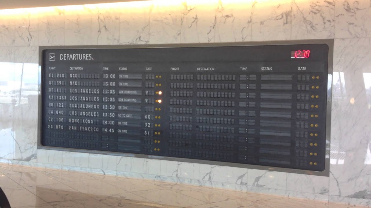 Qantas SYD First Lounge Solari Main Flapper Board for displaying Flight Information