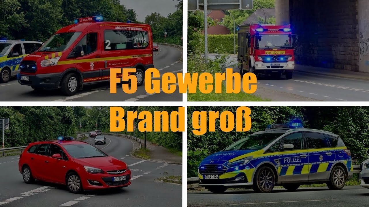 Großbrand in Recklinghausen [Einsatzfahrten zum F5]