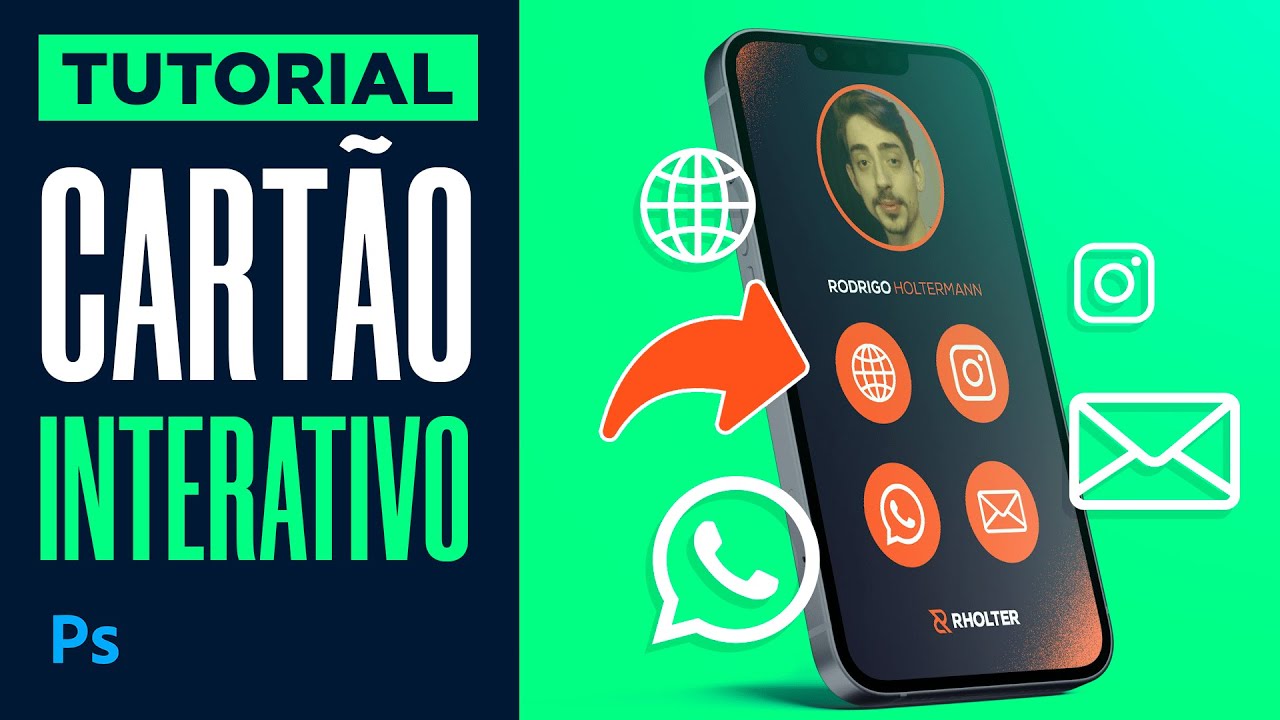 Como fazer CARTÃO DE VISITAS DIGITAL COM LINKS CLICÁVEIS | Tutorial Photoshop fácil e prático