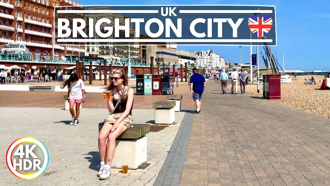 Most Famous Spots of Brighton UK in 2023 - Walking Brighton Beach, Pier and Seaside 4K-HDR