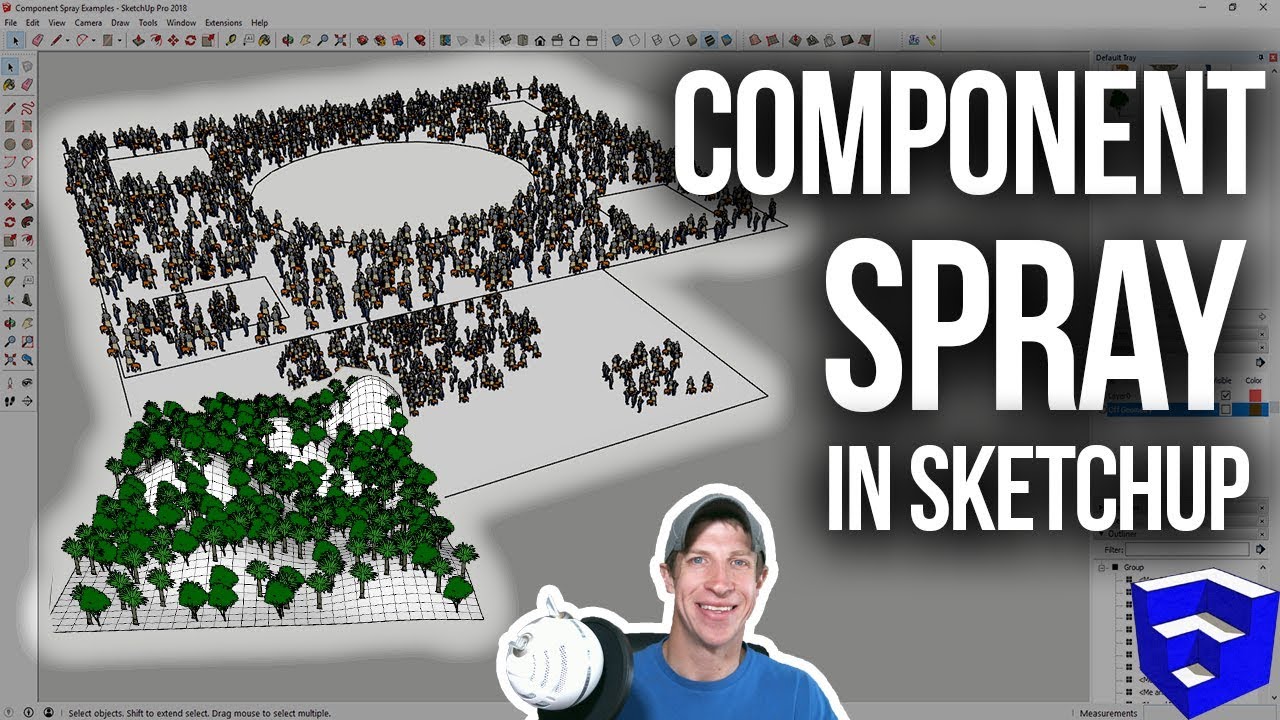 СЛУЧАЙНОЕ РАЗМЕЩЕНИЕ КОМПОНЕНТОВ В SKETCHUP с помощью Compo Spray