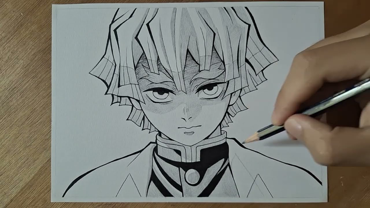 Drawing Zenitsu Locked in scene from Demon Slayer | Inking Step-by-Step Tutorial