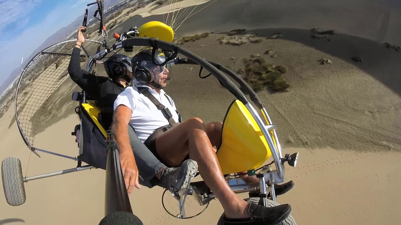 Paragliding, paratrike, paramotor 2nd flight with Coos over Maspalomas - Gran Canaria