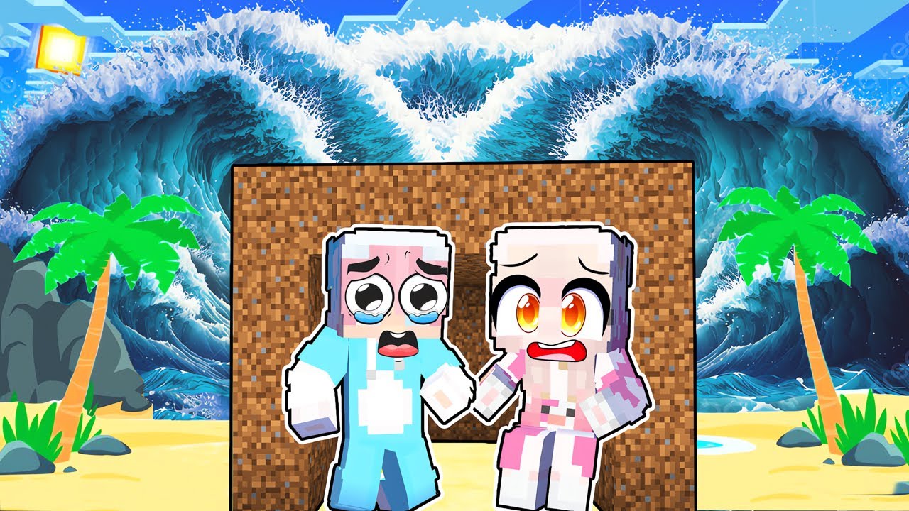 MOMON & ATUN BANGUN BUNKER untuk TSUNAMI di MINECRAFT @BANGJBLOX