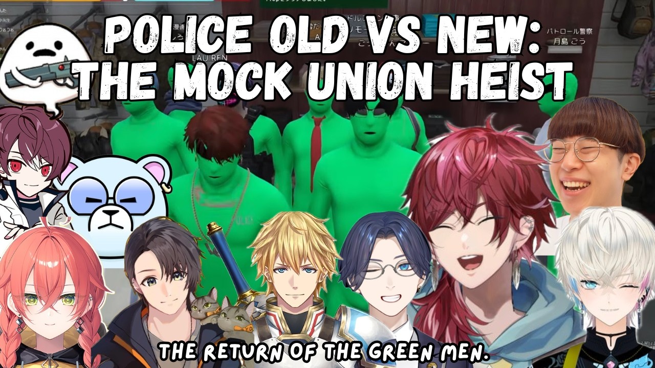 (ENG SUB) GTA NEWTOWN: OLD vs NEW - the green men union mock battle [lauren iroas/nijisanji]