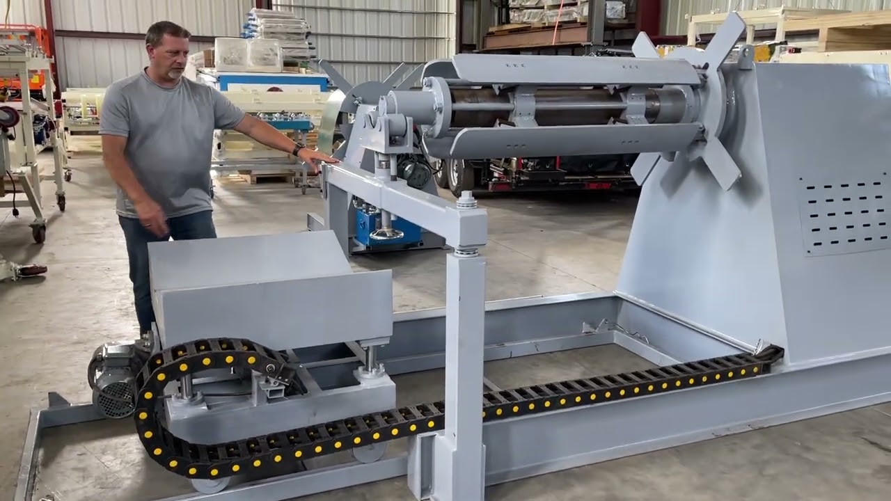 Hydraulic decoiler machine with loading cart 10k lbs