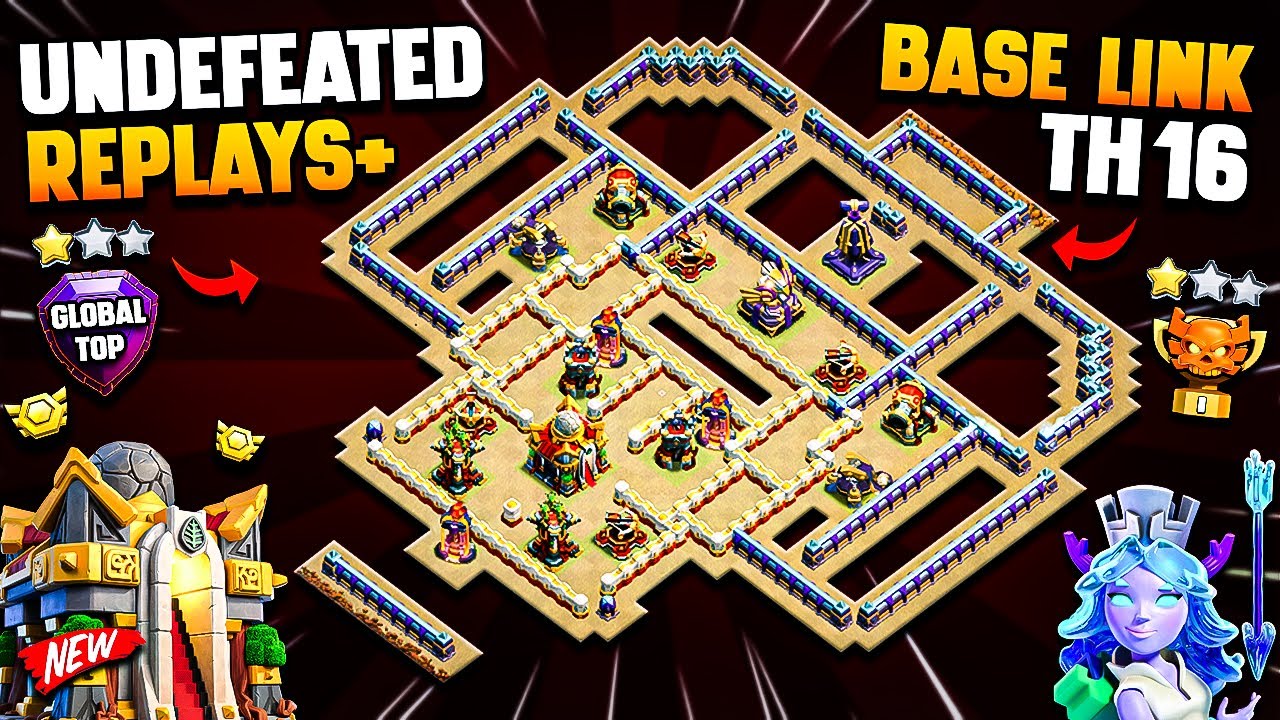 Undefeated TH16 Base Link With Replays (ONLY 1 STAR Town Hall 16) | Best Th16 War Base & Legend Base